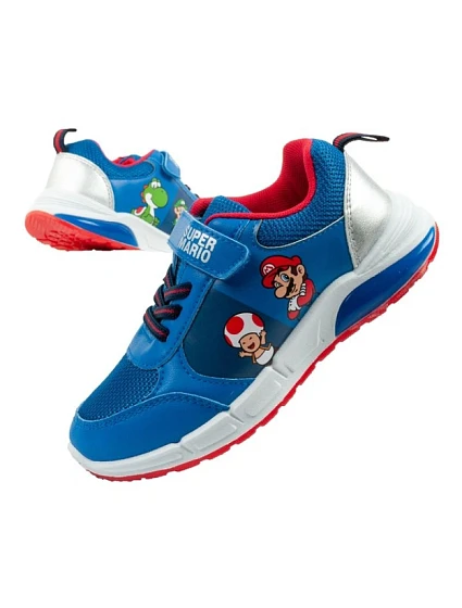Leomil dětské sportovní boty tenisky Super Mario na suchý zip LED modré