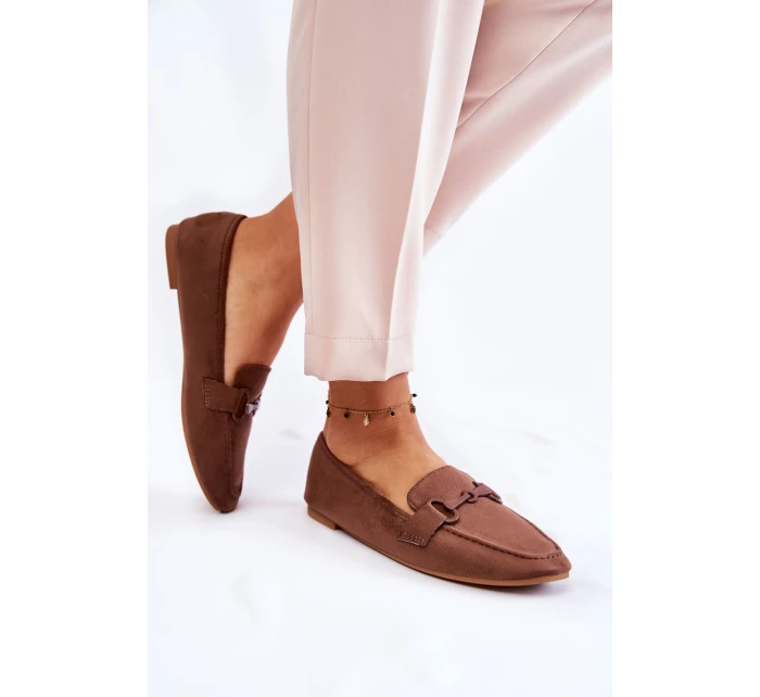 Semišové mokasíny se zdobením hnědé model 21596294 - Boto