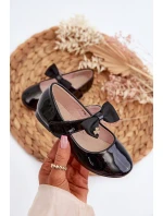 Dětské lakované balerínky s mašlí a suchým zipem černé model 21654221 - EVENTO