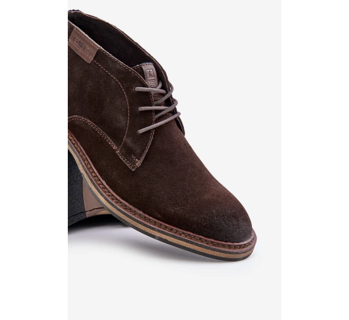 Semišové Pánské Boty Na Šněrování Tmavě Hnědé Big Star OO174145