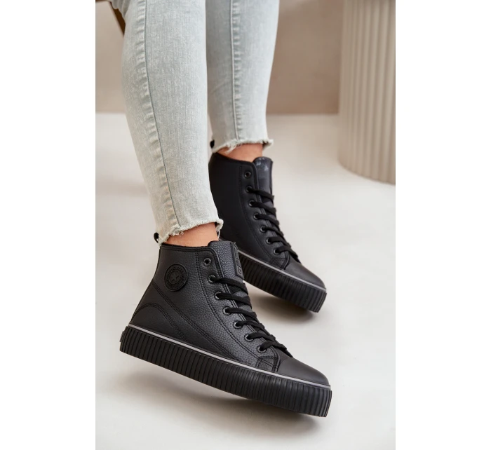 Dámské Zateplené Tenisky Z Eko Kůže Big Star OO274790 Černé Dámské Zateplené Tenisky Z Eko Kůže Big Star OO274790 Černé