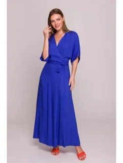 Viskózové maxi šaty se vzorem modré model 21154690 - STYLOVE