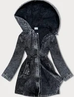 Černá džínová bunda s kapucí (POP7015-K) - Seven