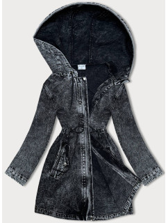 Černá džínová bunda s kapucí (POP7015-K) - Seven