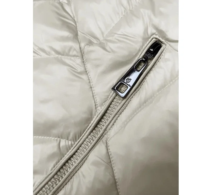 Prošívaná dámská bunda v ecru barvě pro přechodné období model 21247195 - Glakate