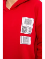 Mikina s kapucí a nášivkami červená