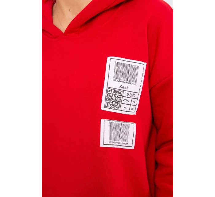 Mikina s kapucí a nášivkami červená