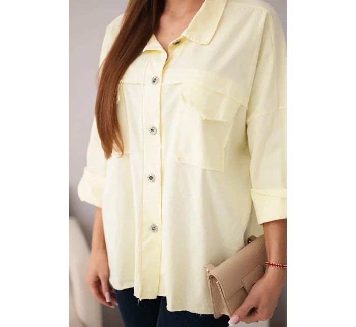 Dámská bavlněná košile s kapsami žlutá