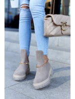 Módní semišové kozačky s střihem béžove model 21578614 Me - Boto