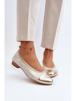 Zazoo 2890 Kožené baleríny Zlaté Ošoupané