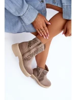 Sametové Dámské Botky Na Ploché Podrážce Cappuccino model 21652595 - Zazoo