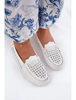 Kožené Dámské Mokasíny S Vzorováním Vinceza 88028 Bílé