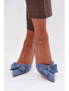 Dámské sandály na podpatku s mašlí Modré model 21997901 - Boto