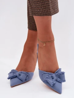 Dámské sandály na podpatku s mašlí Modré model 21997901 - Boto