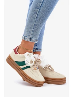 Sneakersy Damskie Z Przypinkami Beżowe Jariana