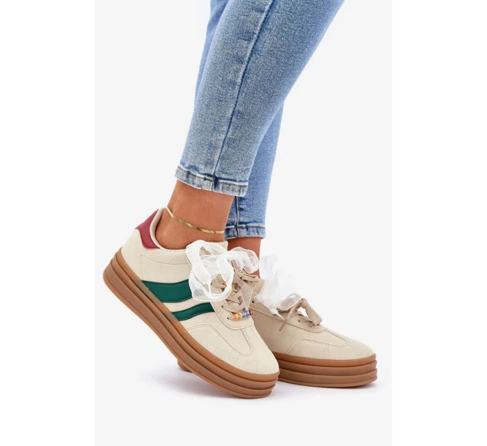 Sneakersy Damskie Z Przypinkami Beżowe Jariana Sneakersy Damskie Z Przypinkami Beżowe Jariana