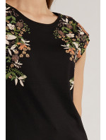 Dámské tričko s květinovým potiskem model 18523075 černé - Monnari