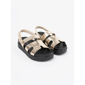 Pěkné  sandály dámské zlaté platforma