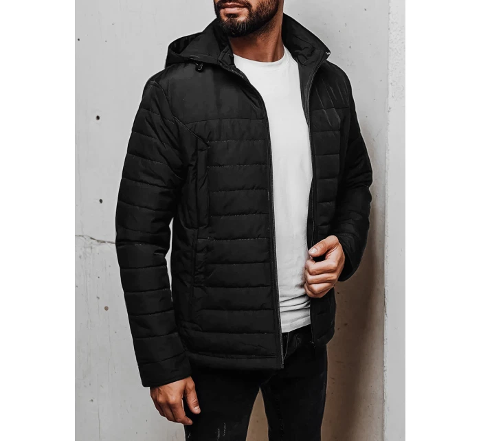 Pánská přechodná prošívaná bunda s kapucí černá model 21983056 - Dstreet