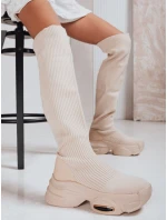 FashionStreet béžové dámské ponožkové boty ZY1322 FashionStreet béžové dámské ponožkové boty ZY1322