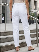 Jeansy damskie fit z wysokim stanem białe model 22102007 - FashionStreet