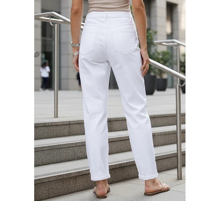 Jeansy damskie fit z wysokim stanem białe model 22102007 - FashionStreet