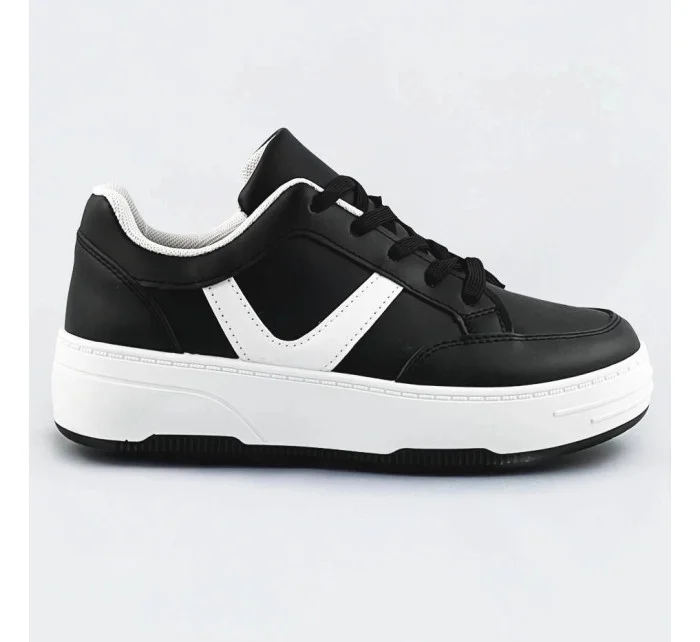 Černo-bílé dámské sportovní šněrovací boty (S070) Černo-bílé dámské sportovní šněrovací boty (S070)