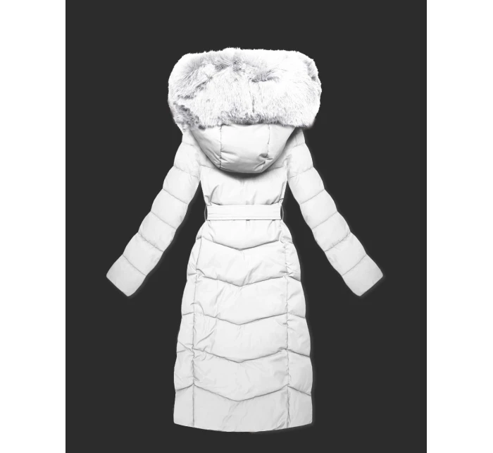 Bílá dámská zimní bunda s kožešinovým panelem S'West (B8525-26) Bílá dámská zimní bunda s kožešinovým panelem S'West (B8525-26)