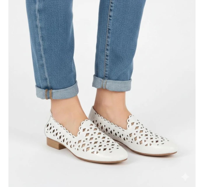 Skórzane damskie białe model 22034207 - JEZZI