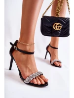 Kožené dámské sandály na vysokém podpatku Lewski Boty model 21591881 Černá - Boto Kožené dámské sandály na vysokém podpatku Lewski Boty model 21591881 Černá - Boto