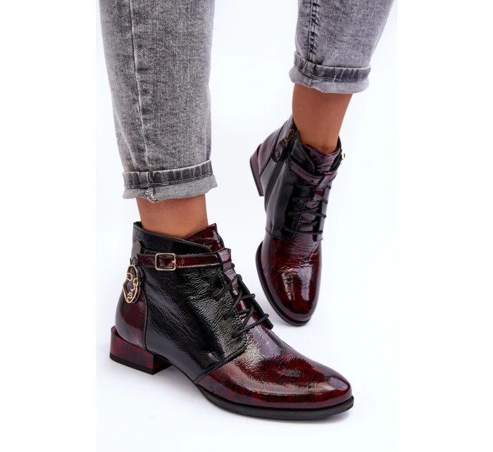 Dámské kožené boty Trzewiki Maciejka 5743A-23 Bordó