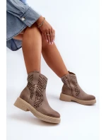 Sametové Dámské Botky Na Ploché Podrážce Cappuccino model 21652595 - Zazoo