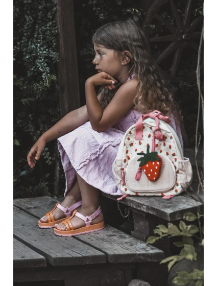 Dětské sandálky na suchý zip  Oranžové model 21662007 - Zaxy