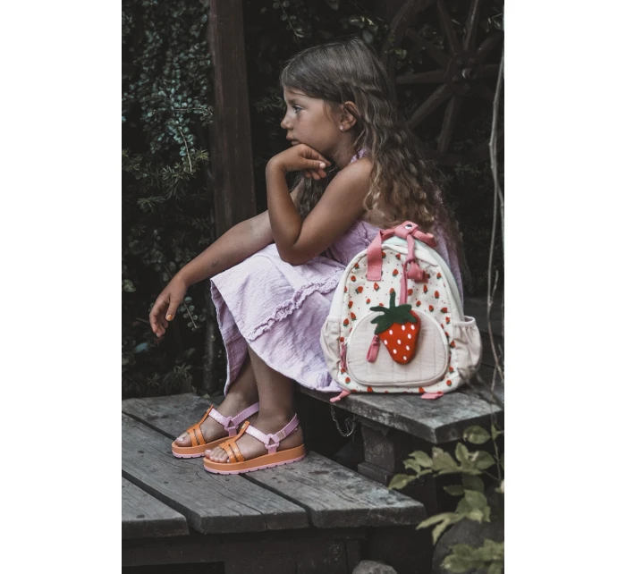 Dětské sandálky na suchý zip  Oranžové model 21662007 - Zaxy