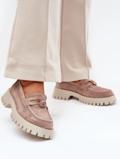 Semišové Dámské Mokasíny S   Béžové model 21686717 - VINCEZA