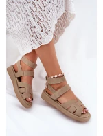 Dámské sandály na suchý zip Khaki model 21698851 - Boto Dámské sandály na suchý zip Khaki model 21698851 - Boto