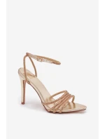 Rosavie zlaté sandály na podpatku s krystaly Rosavie zlaté sandály na podpatku s krystaly
