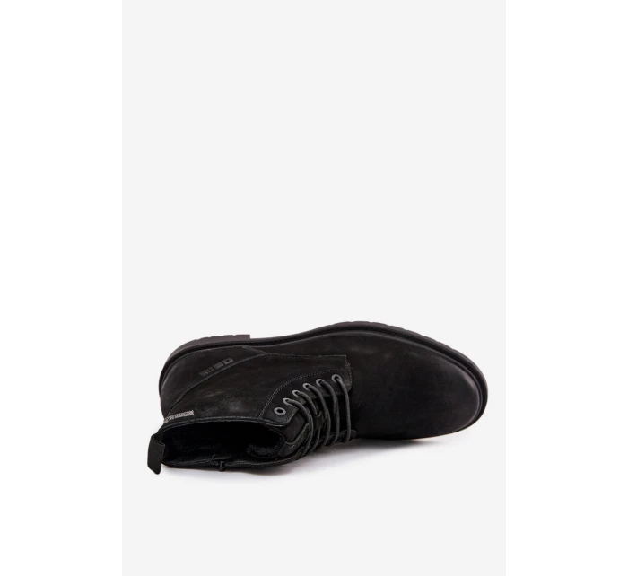 Pánské kožené zateplené kotníkové boty Big Star  na zip – černé
