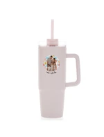 Personalizovaná termoska s průhledným víčkem s výřezem fotky na podkladu