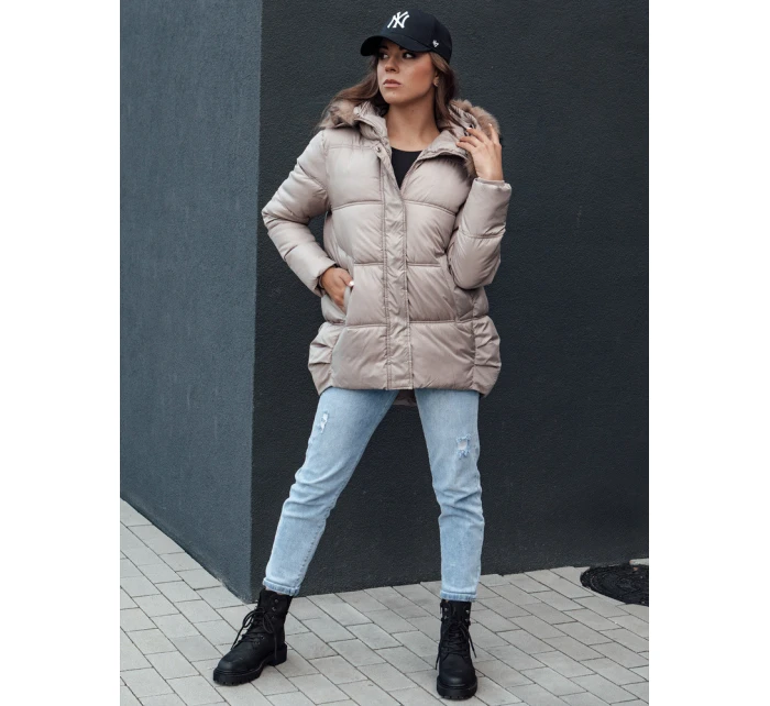 Dámská zimní bunda s kapucí STELLAR béžová FashionStreet TY4494