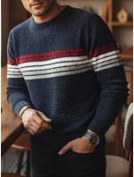 Pánský pruhovaný tmavě modrý svetr FashionStreet WX2281