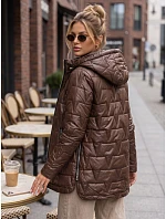 Dámská prošívaná bunda s odnímatelnou kapucí, hnědá, FashionStreet TY5796 Dámská prošívaná bunda s odnímatelnou kapucí, hnědá, FashionStreet TY5796