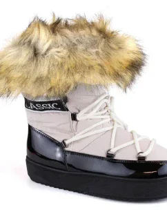 Šněrovací sněhule na platformě s kožešinou W model 18974979 beige - VINCEZA