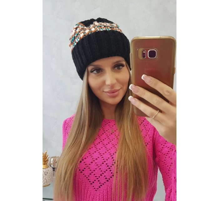 Dámská čepice Iris K348 black+mint