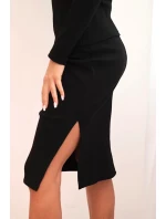 Dámský bavlněný komplet pruhovaná blůza a tužková sukně černý Dámský bavlněný komplet pruhovaná blůza a tužková sukně černý