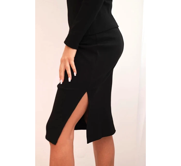 Dámský bavlněný komplet pruhovaná blůza a tužková sukně černý Dámský bavlněný komplet pruhovaná blůza a tužková sukně černý