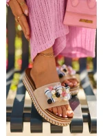 Dámské sandály na platformě s ozdobami S.Barski HY077 béžové