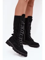 Semišové kotníkové boty se šněrováním do půli  Černé model 21707488 - Zazoo