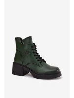 Dámské kožené kotníkové boty na klínu s vyhříváním Vinceza 39950 tmavě zelené
