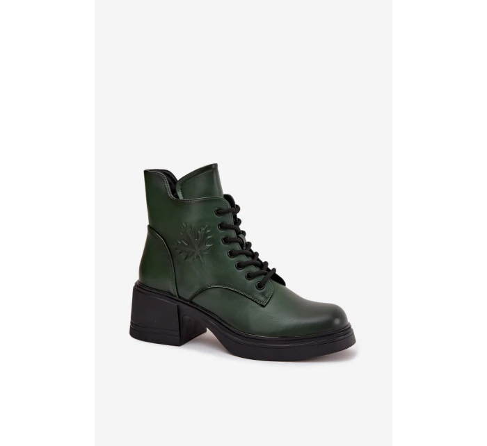 Dámské kožené kotníkové boty na klínu s vyhříváním Vinceza 39950 tmavě zelené